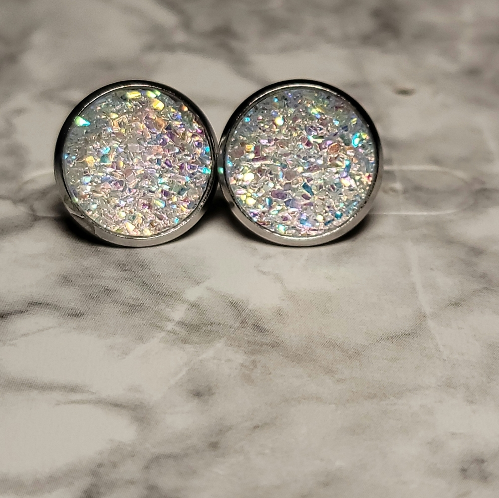 Opal Druzy Stud Earrings